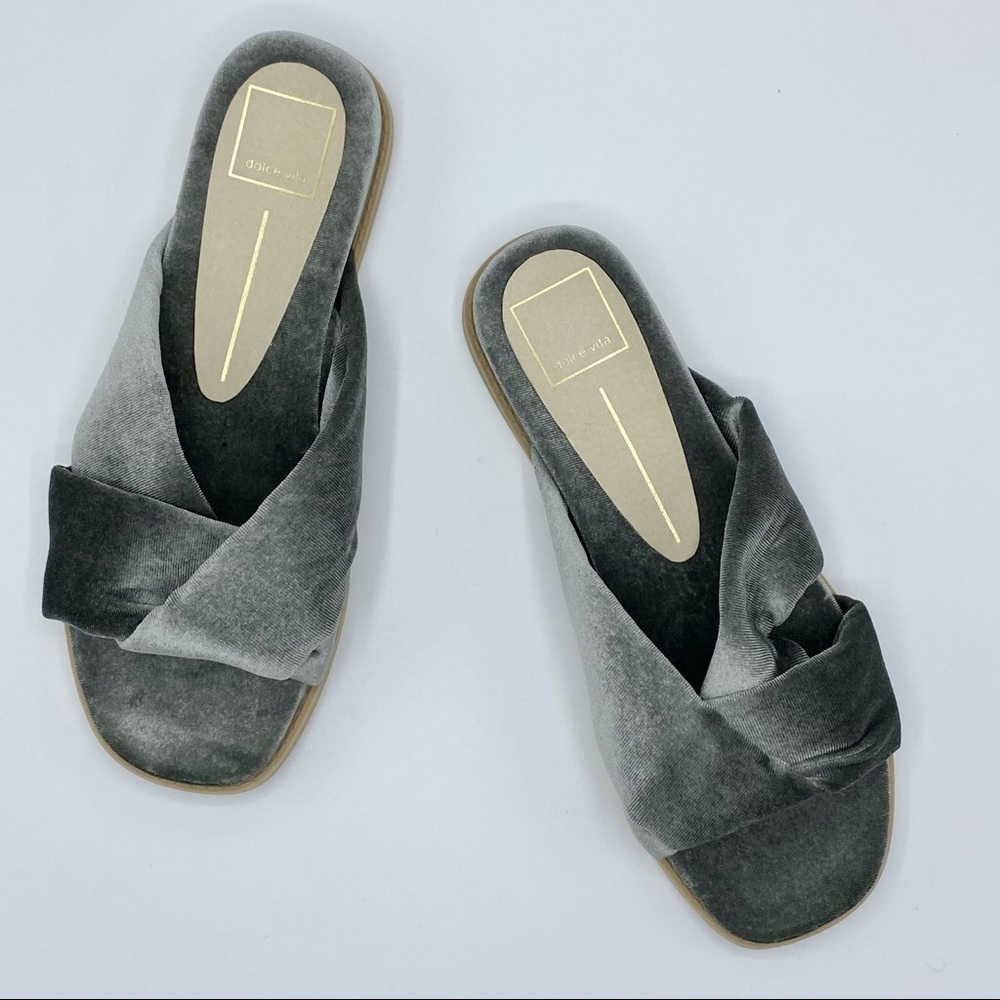 Dolce Vita Golda Knotted Moss Velvet Slipper Size 7.5